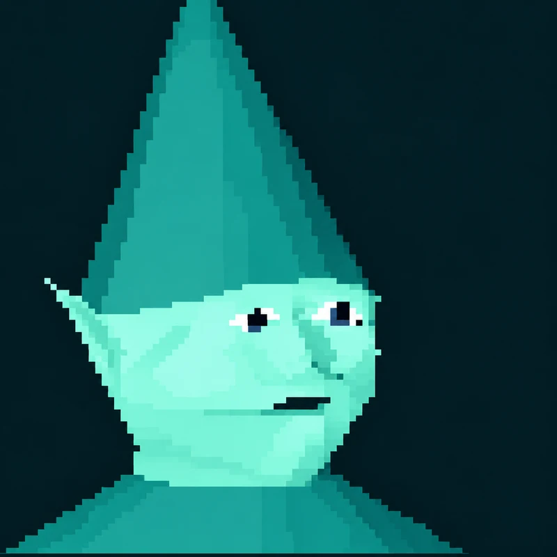 Hyper Gnome — pixel gnome with a tall pointy teal hat